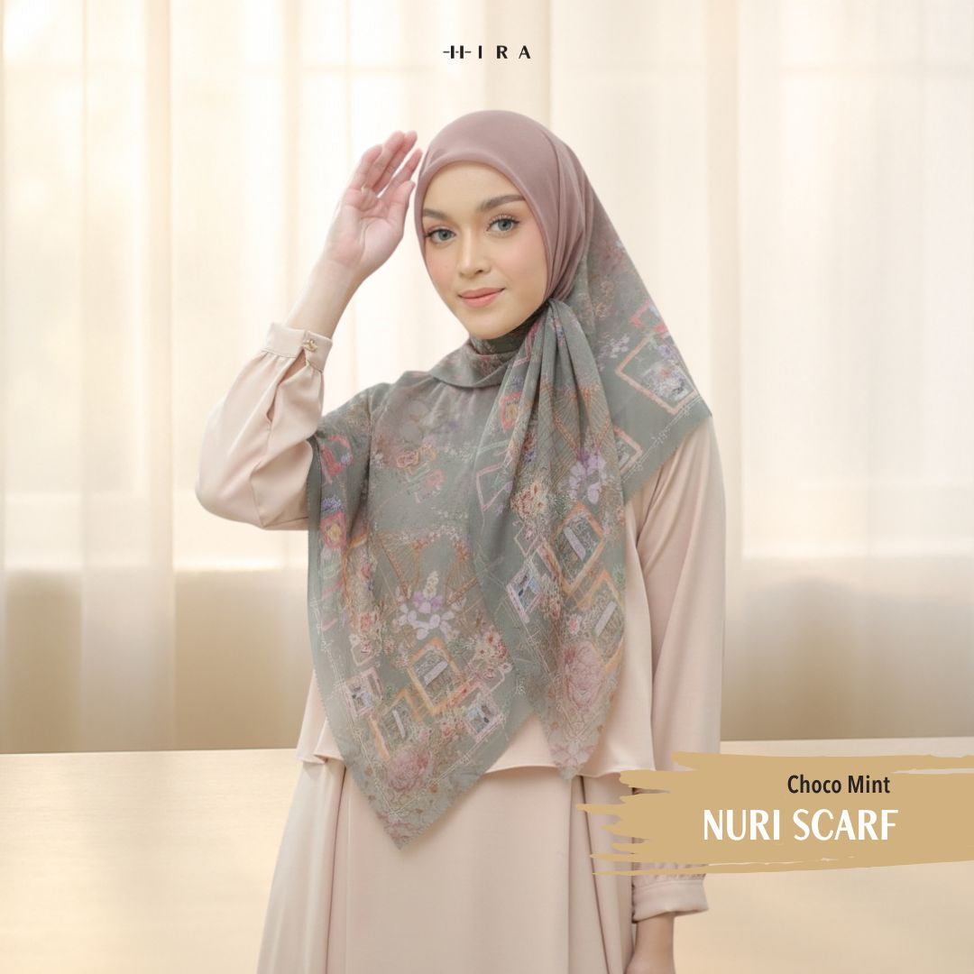 Nuri Scarf - NU33.3 NY33.3 NH33.3 Choco Mint - Hijab Wanita Cantik
