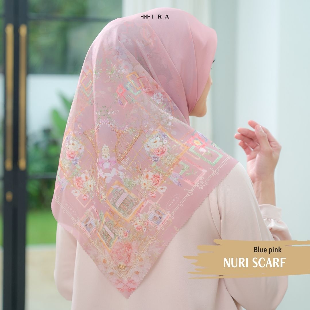 Nuri Scarf - NU33.5 NY33.5 NH33.5 Blue Pink - Hijab Wanita Cantik