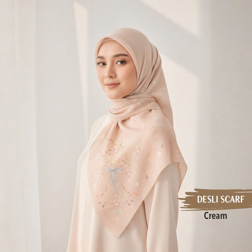 Desly Scarf - DP32.9 DV32.9 DJ32.9 Cream - Hijab Wanita Cantik