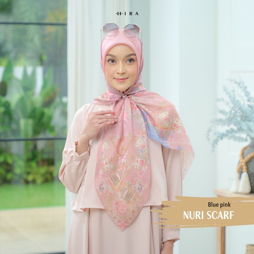 Nuri Scarf - NU33.5 NY33.5 NH33.5 Blue Pink - Hijab Wanita Cantik