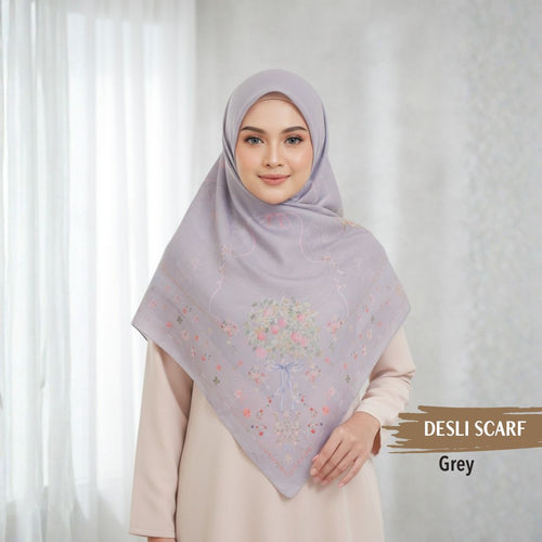Desly Scarf - DP32.4 DV32.4 DJ32.4 Grey - Hijab Wanita Cantik