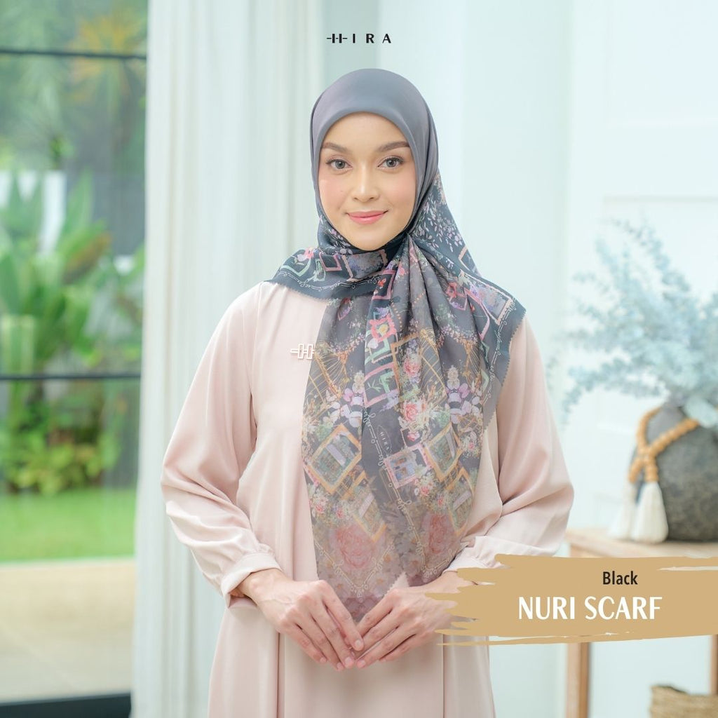 Nuri Scarf - NU33.1 NY33.1 NH33.1 Black - Hijab Wanita Cantik