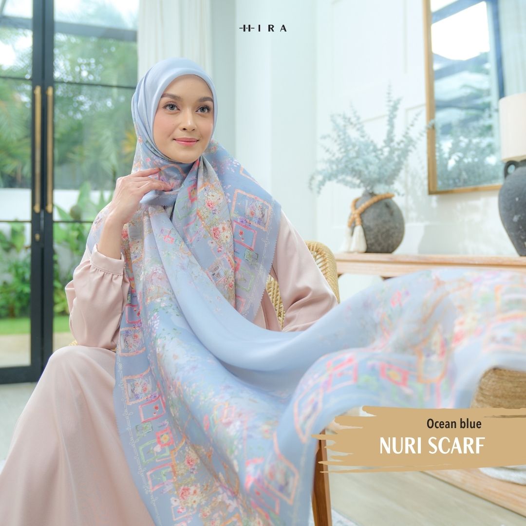 Nuri Scarf - NU33.11 NY33.11 NH33.11 Ocean Blue - Hijab Wanita Cantik