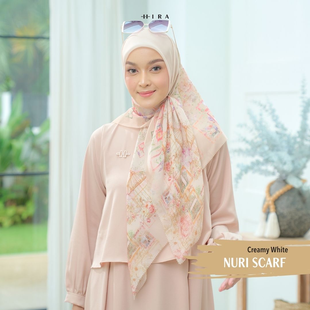 Nuri Scarf - NU33.12 NY33.12 NH33.12 Creamy White - Hijab Wanita Cantik