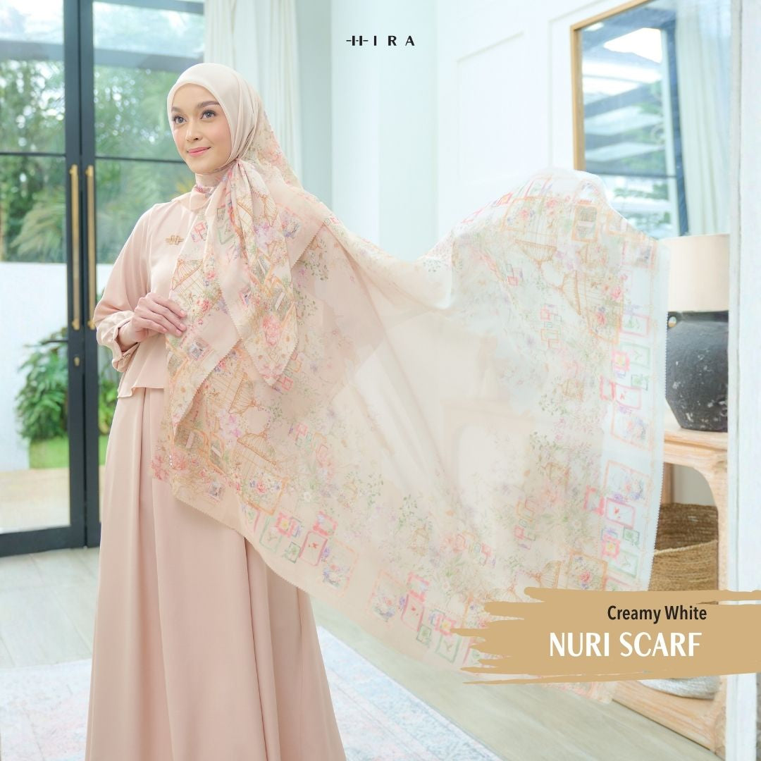 Nuri Scarf - NU33.12 NY33.12 NH33.12 Creamy White - Hijab Wanita Cantik