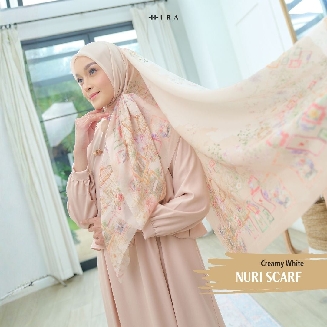 Nuri Scarf - NU33.12 NY33.12 NH33.12 Creamy White - Hijab Wanita Cantik