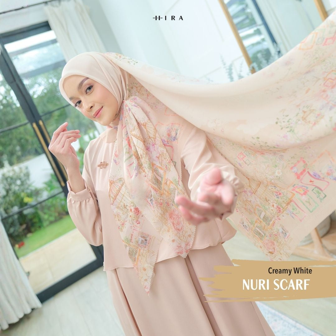 Nuri Scarf - NU33.12 NY33.12 NH33.12 Creamy White - Hijab Wanita Cantik
