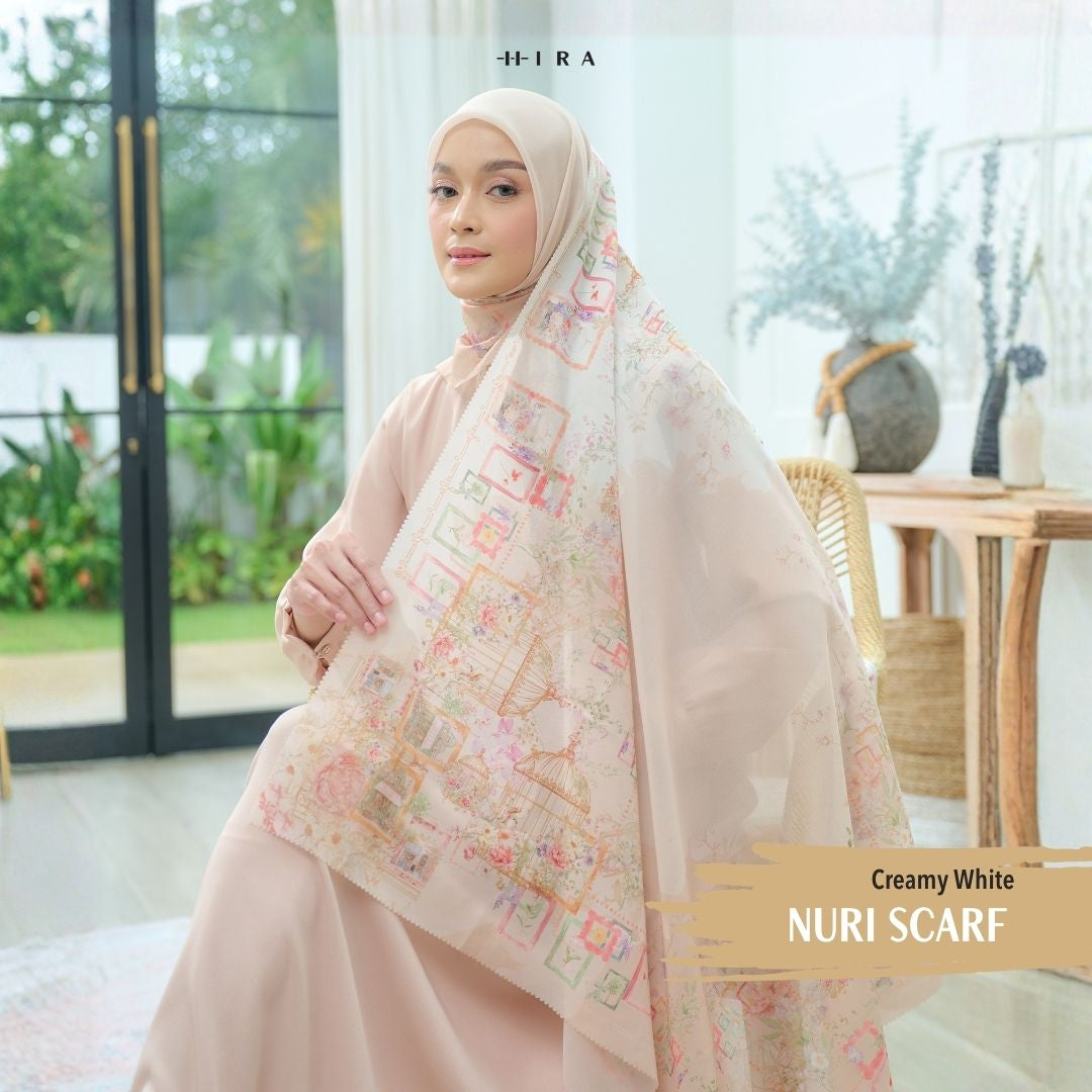 Nuri Scarf - NU33.12 NY33.12 NH33.12 Creamy White - Hijab Wanita Cantik