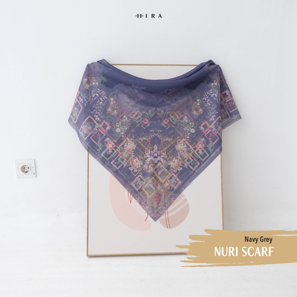 Nuri Scarf - NU33.2 NY33.2 NH33.2 Navy Grey - Hijab Wanita Cantik