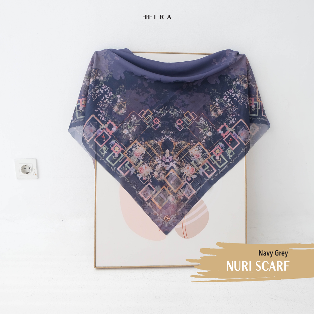 Nuri Scarf - NU33.2 NY33.2 NH33.2 Navy Grey - Hijab Wanita Cantik
