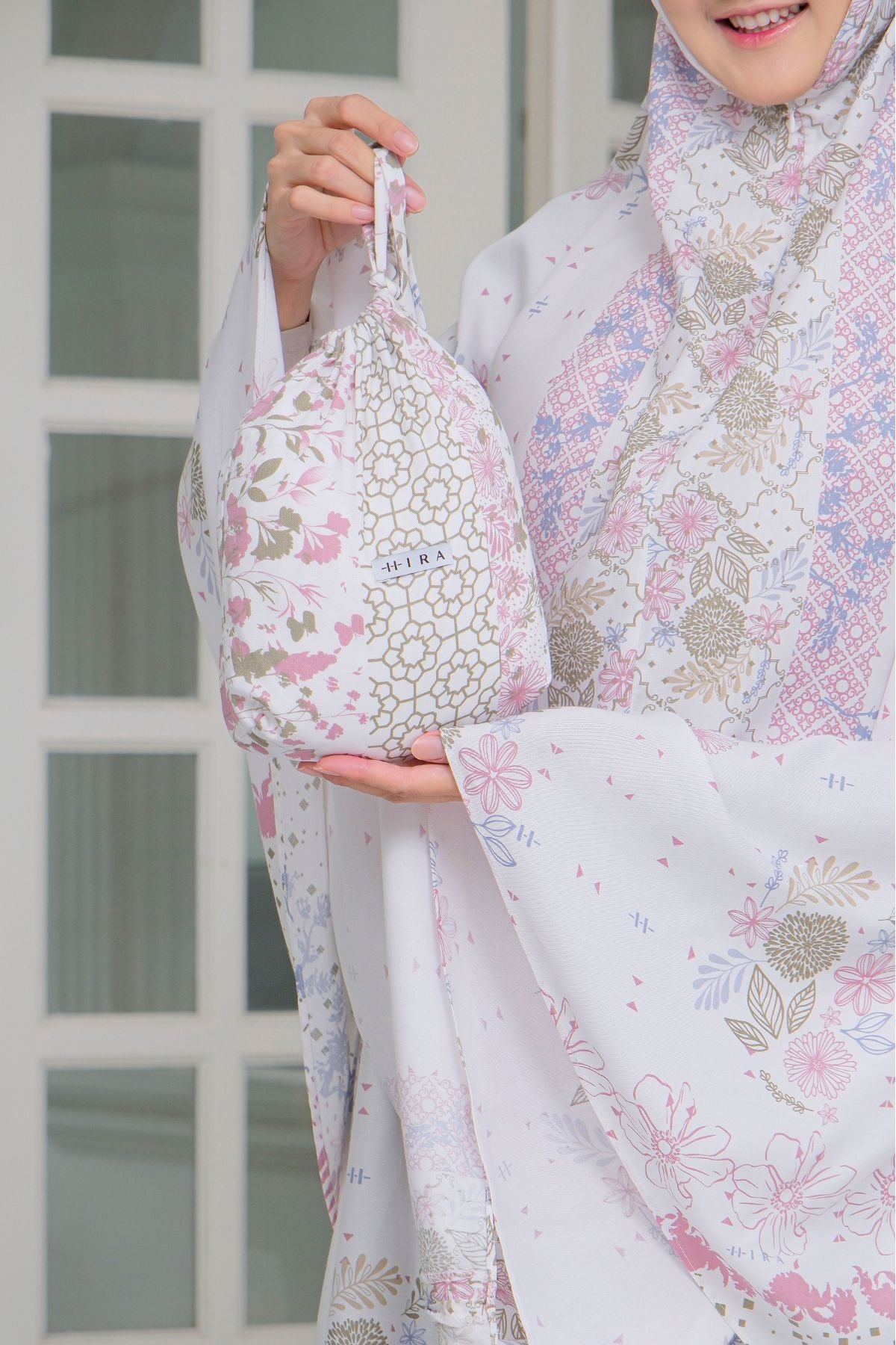 Mukena Flora Prayer Set - Cottonfine- White