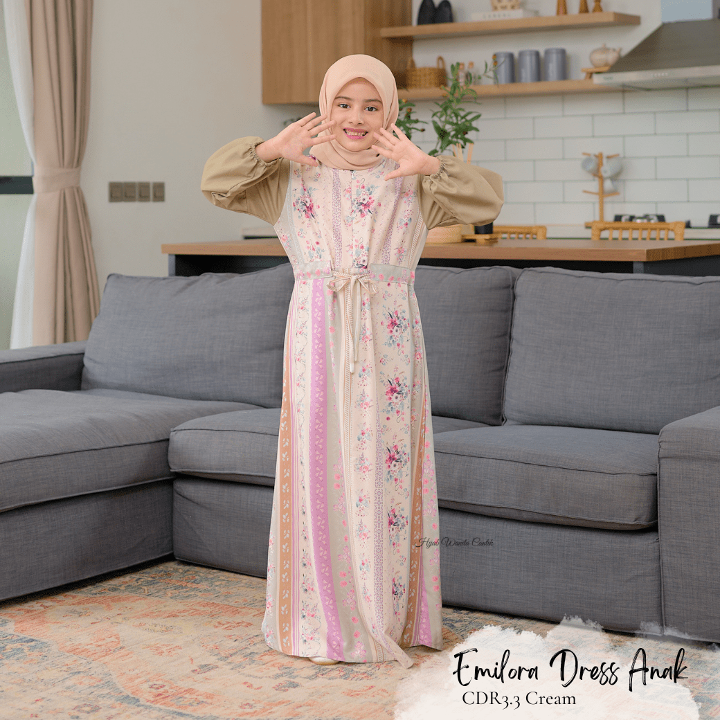 [ READY STOCK ] CLEARANCE SALE Emilora Dress Anak Custom - CDR3.3 Creamy - Hijab Wanita Cantik
