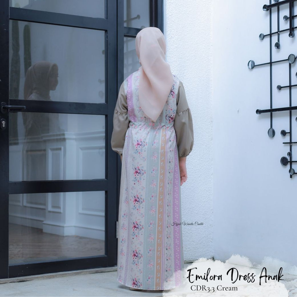 [ READY STOCK ] CLEARANCE SALE Emilora Dress Anak Custom - CDR3.3 Creamy - Hijab Wanita Cantik