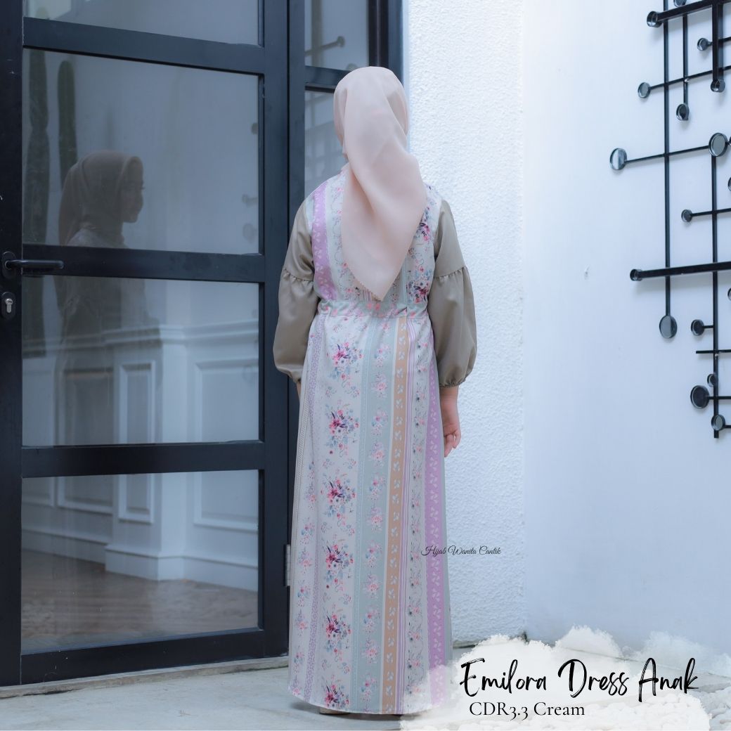 [ READY STOCK ] CLEARANCE SALE Emilora Dress Anak Custom - CDR3.3 Creamy - Hijab Wanita Cantik