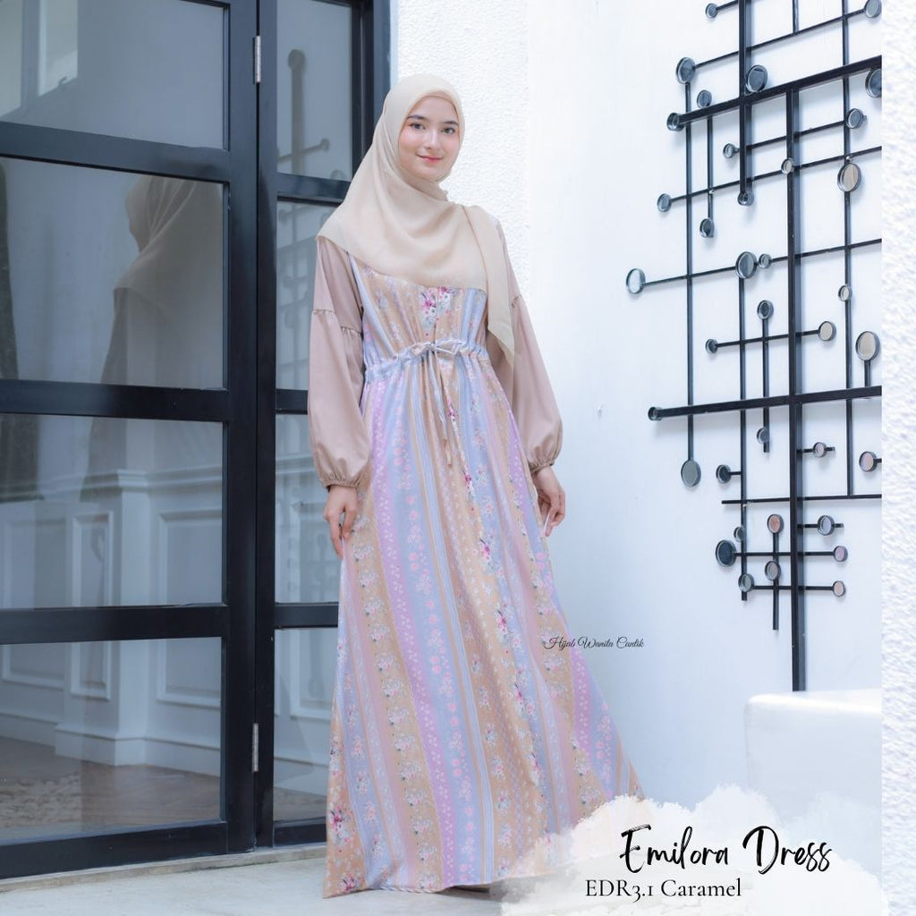 [ READY STOCK ] CLEARANCE SALE Emilora Dress - EDR3.1 Caramel - Hijab Wanita Cantik