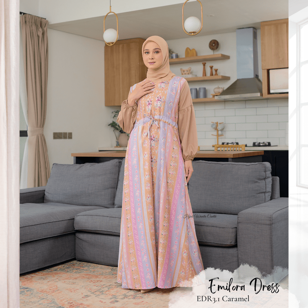 [ READY STOCK ] CLEARANCE SALE Emilora Dress - EDR3.1 Caramel - Hijab Wanita Cantik