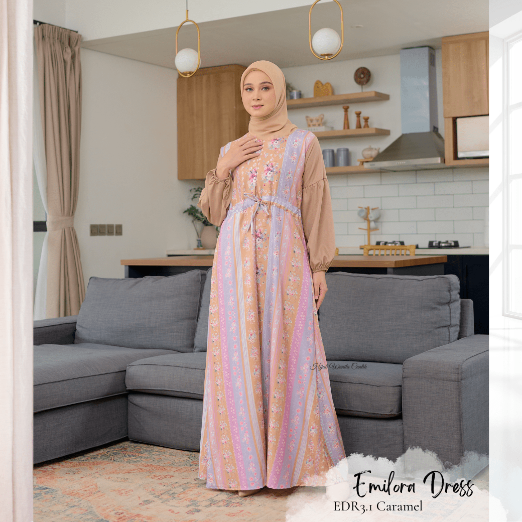 [ READY STOCK ] CLEARANCE SALE Emilora Dress - EDR3.1 Caramel - Hijab Wanita Cantik