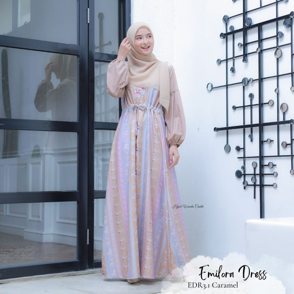 [ READY STOCK ] CLEARANCE SALE Emilora Dress - EDR3.1 Caramel - Hijab Wanita Cantik