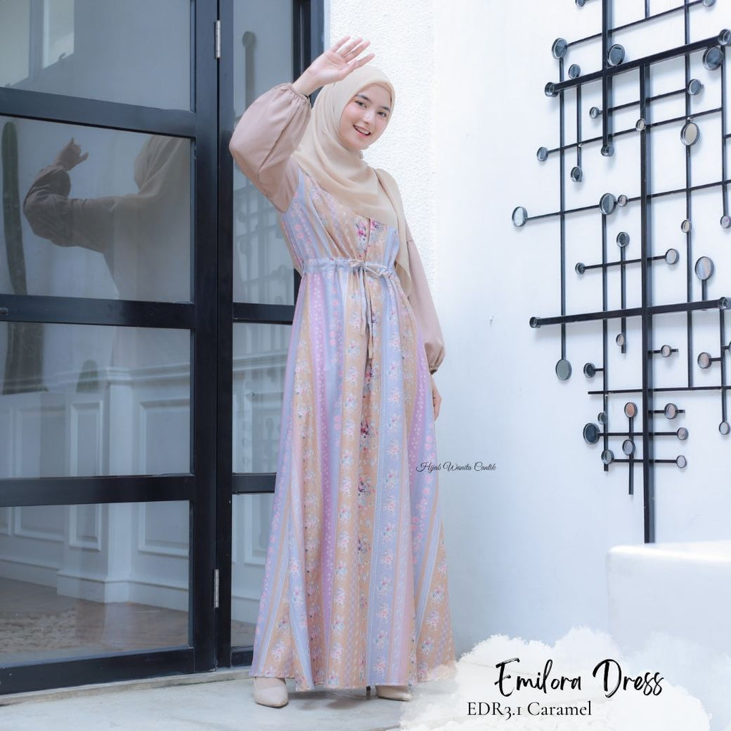[ READY STOCK ] CLEARANCE SALE Emilora Dress - EDR3.1 Caramel - Hijab Wanita Cantik