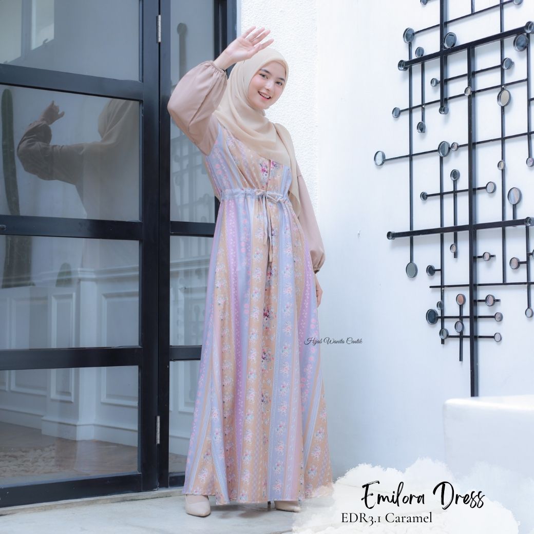 [ READY STOCK ] CLEARANCE SALE Emilora Dress - EDR3.1 Caramel - Hijab Wanita Cantik