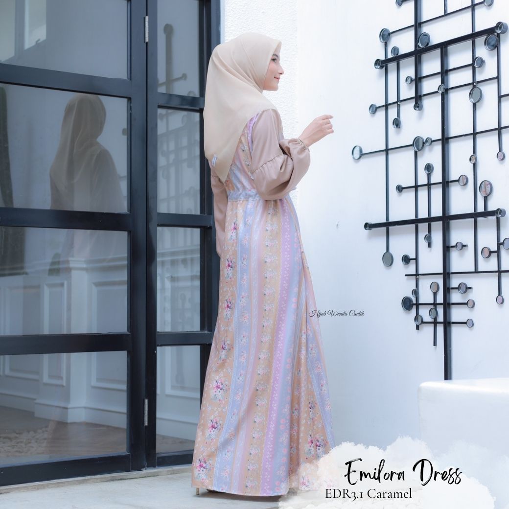 [ READY STOCK ] CLEARANCE SALE Emilora Dress - EDR3.1 Caramel - Hijab Wanita Cantik