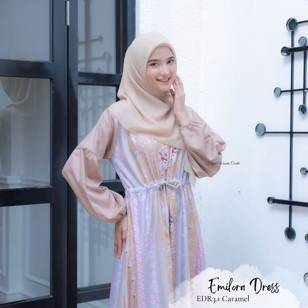 [ READY STOCK ] CLEARANCE SALE Emilora Dress - EDR3.1 Caramel - Hijab Wanita Cantik